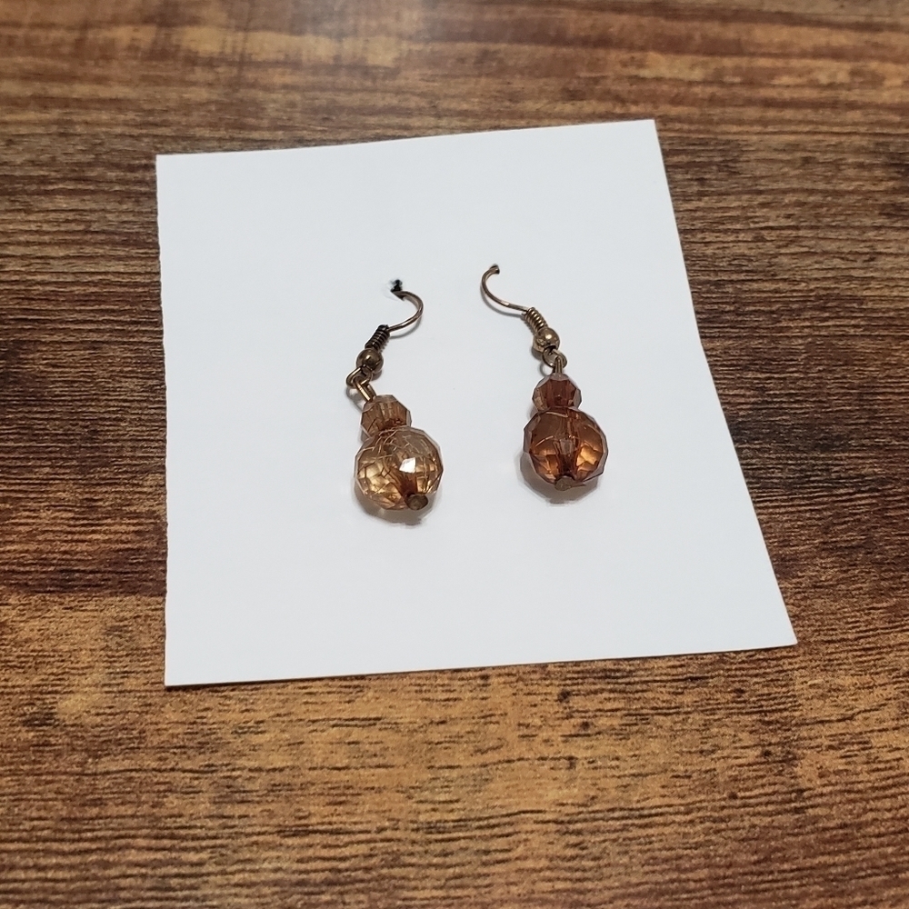 brown bead dangling earrings